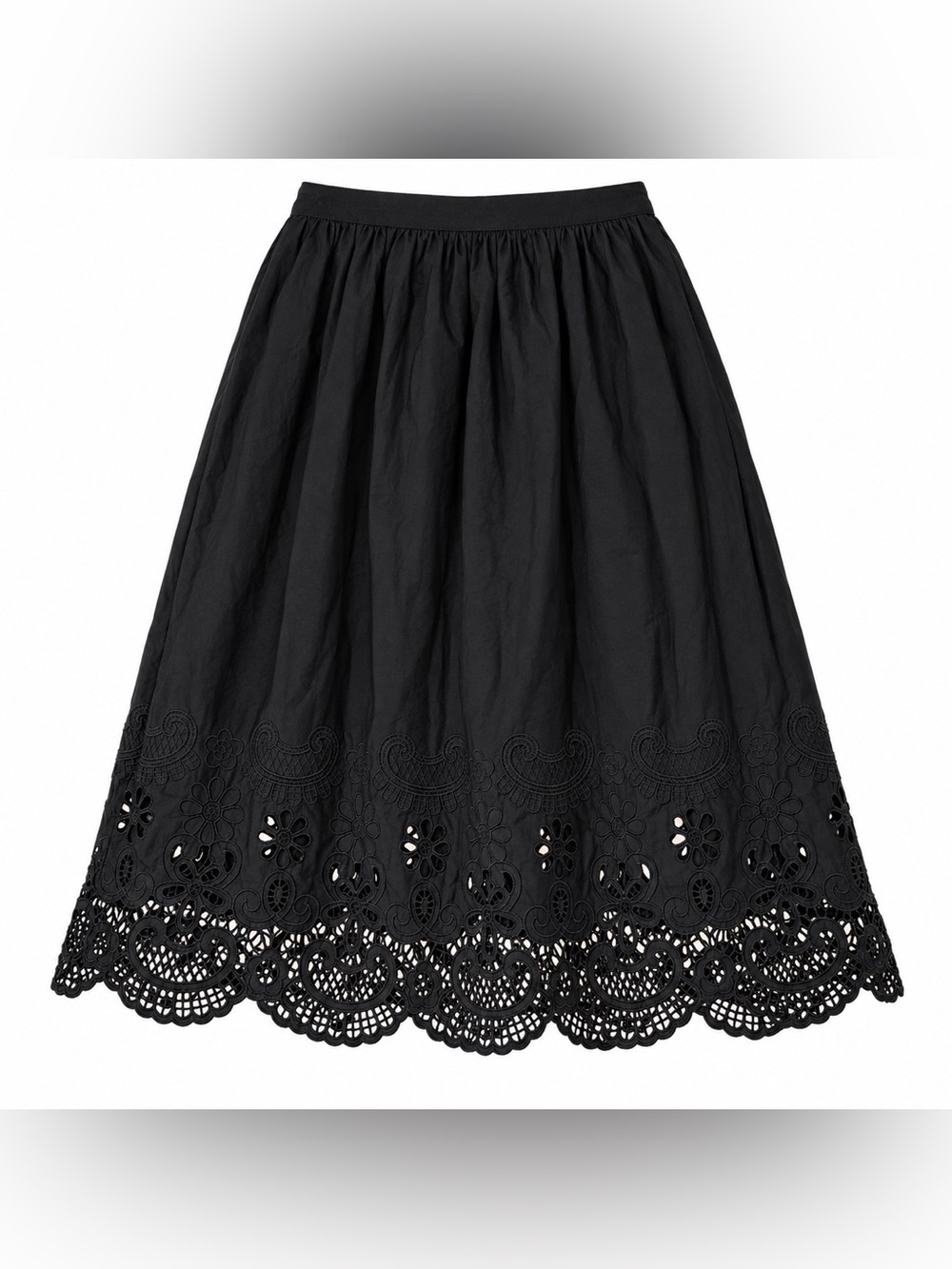 Talbots Black Eyelet Scallop Hem A-Line Skirt